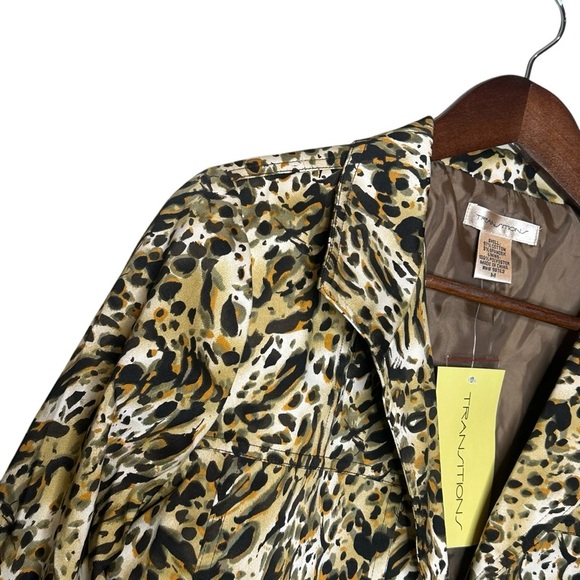 Transitions Leopard Print Open Cropped Lined Jacket Women’s Size Medium - Picture 2 of 10